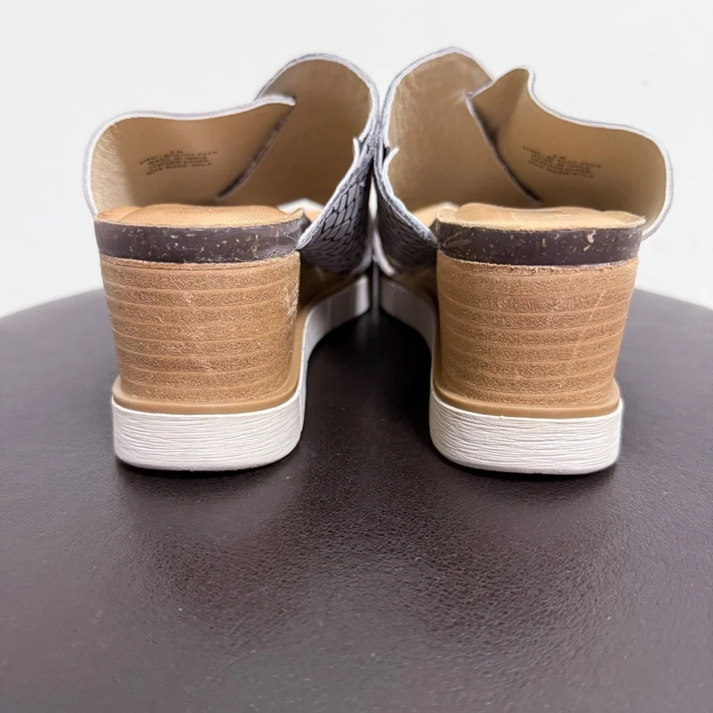 Diba True Grey Black Beachy Keen Suede Leather Wedge Slip On Platform Sandals